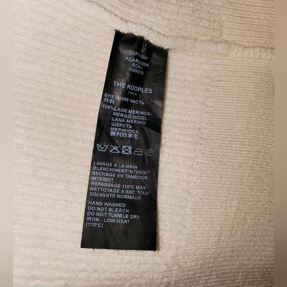 The Kooples Rib Merino Wool Cardigan in Cream - Picture 8 of 16